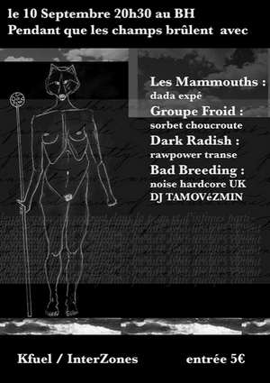 Les Mammouths, Groupe Froid, Dark Radish et Bad Breeding en concerts à Rennes le samedi 10 septembre 2022.